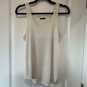 ATM Anthony Thomas Melillo White Shimmer Tank Top Scoop Neck Size Small